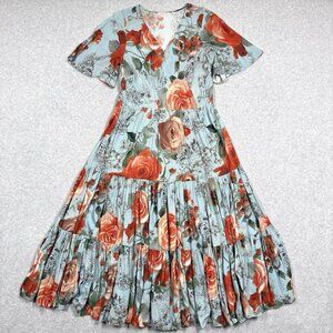 Soft Surroundings Dress Womens Medium First Blooms Tiered Floral Maxi Cottage